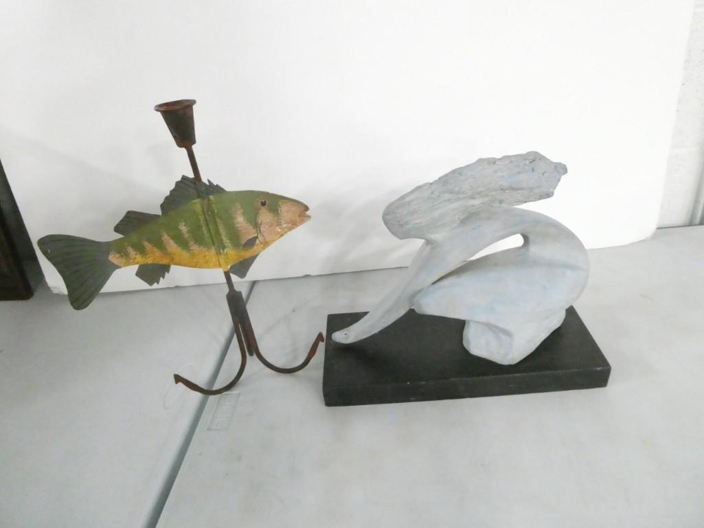 Modern Statue of a Woman Austin Productions and a Fish Candle Holder (1 of 4)