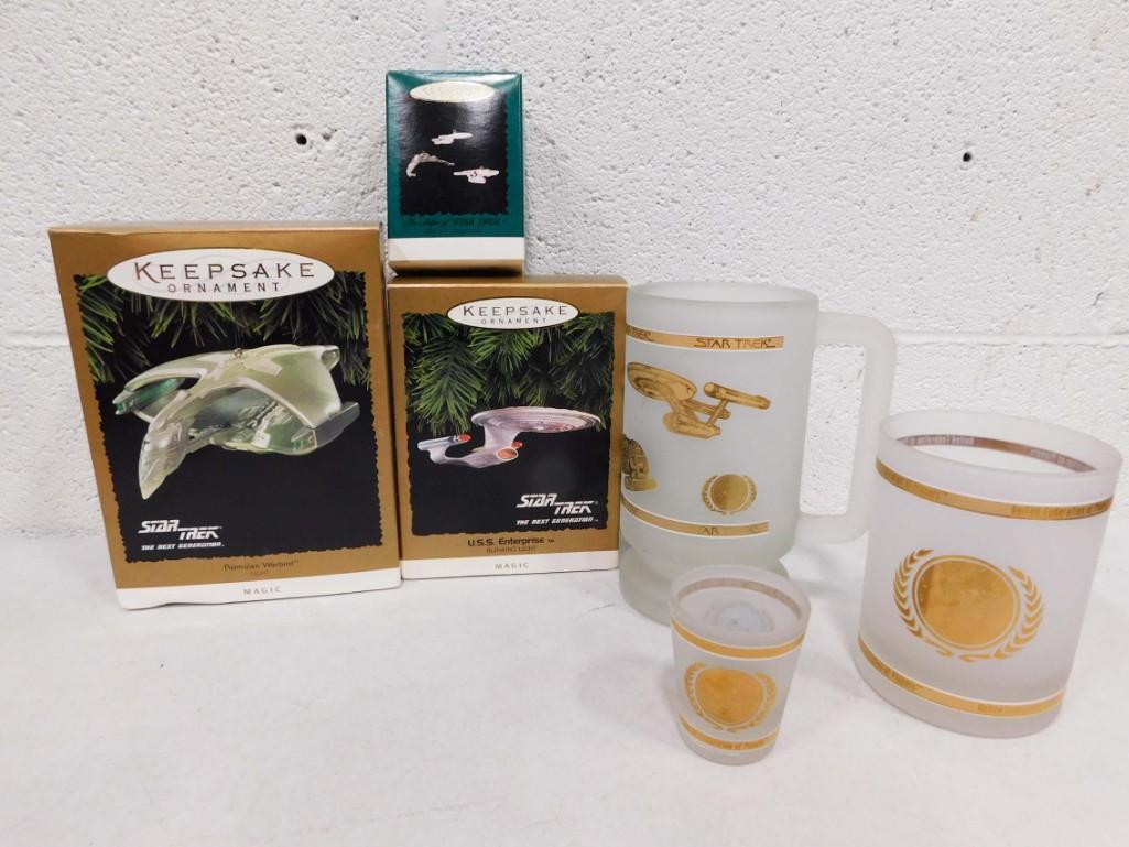 3 Star Trek Barware Glasses and 3 Star Trek Hallmark Keepsake Ornaments (1 of 4)