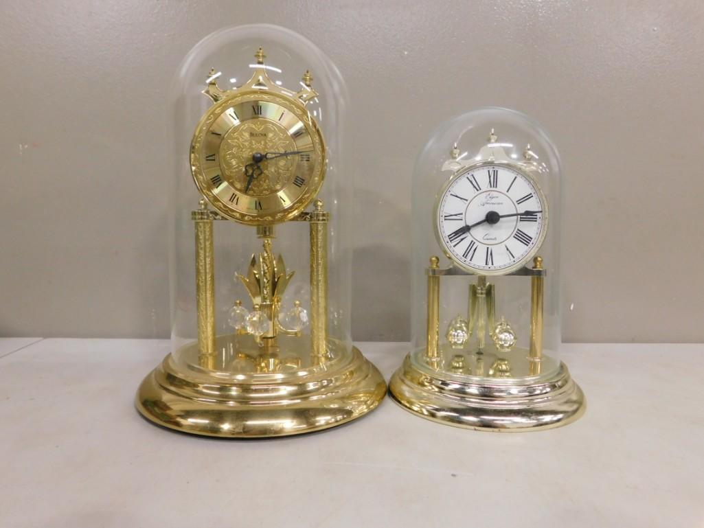 2 Anniversary Clocks incl Bulova and Elgin American with Glass Domes (1 of 12)