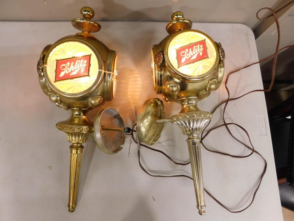 Pair of Schlitz Wall Scone Lights - they work (1 of 6)