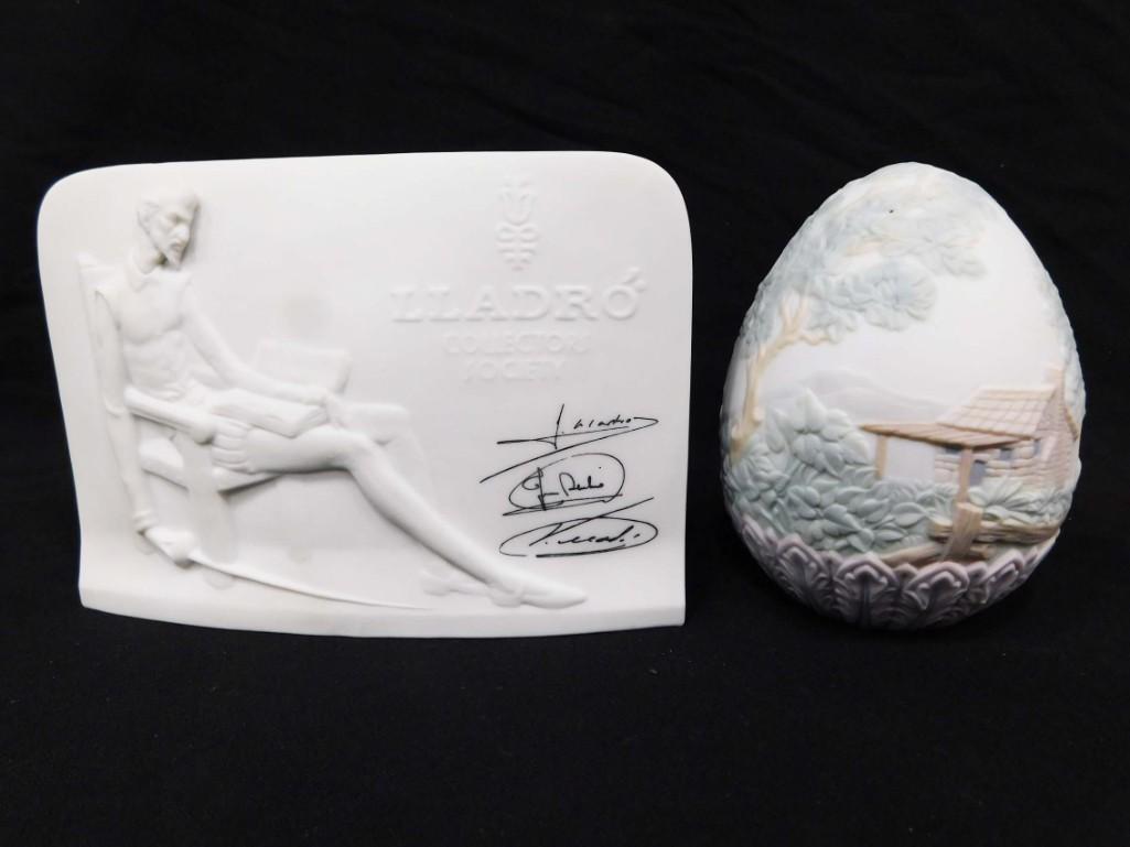 Lladro Limited Edition Horse and Cabin Egg and Lladro Collectors Society Plaque (1 of 5)