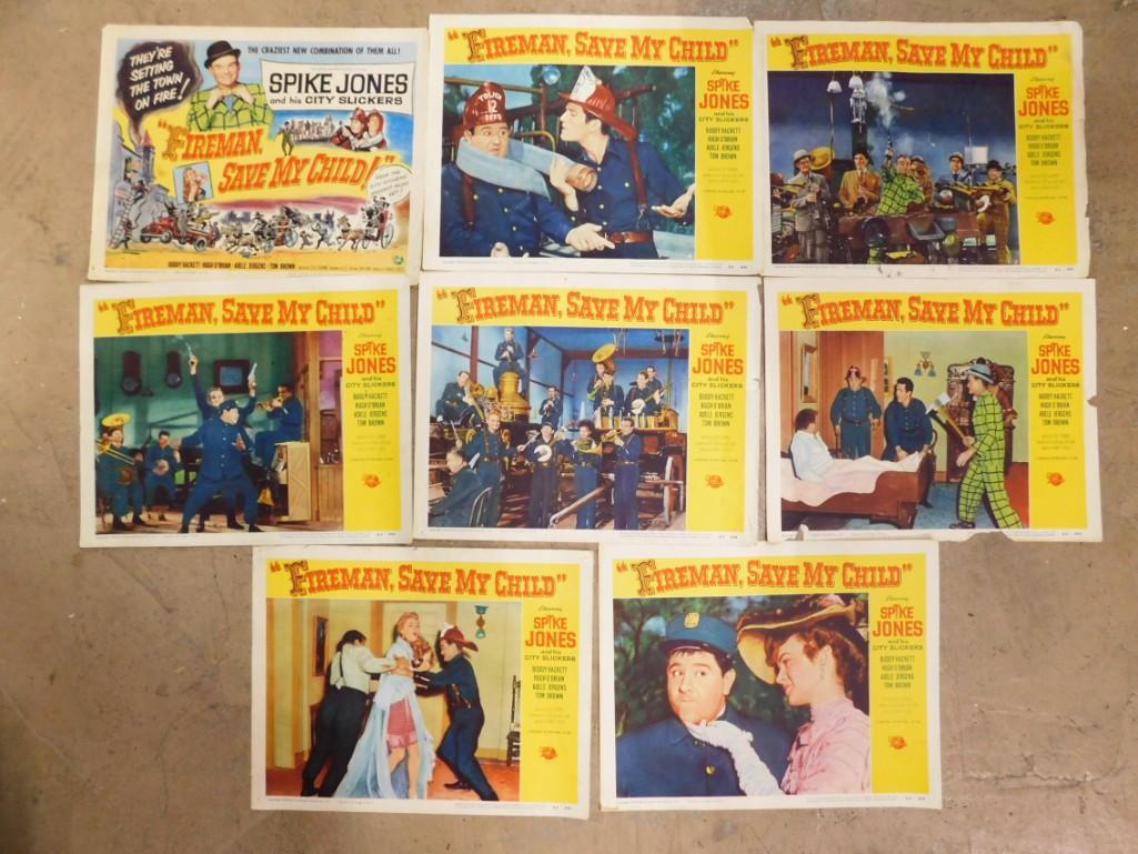 8 Movie Lobby Cards Posters Fireman, Save My Child 1954 Spike Jones Film: 8 Movie Lobby Cards Posters Fireman, Save My Child 1954 Spike Jones Film