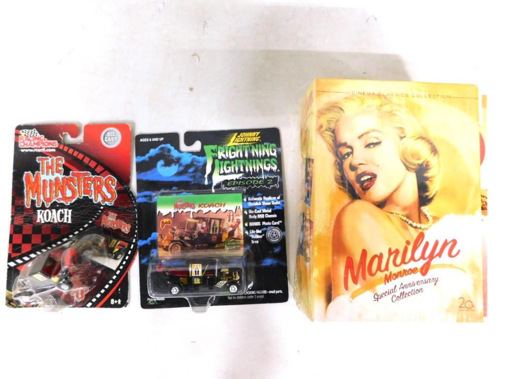 Marilyn Monroe DVD Set and 2 The Munsters Koach Die Cast Cars (1 of 6)