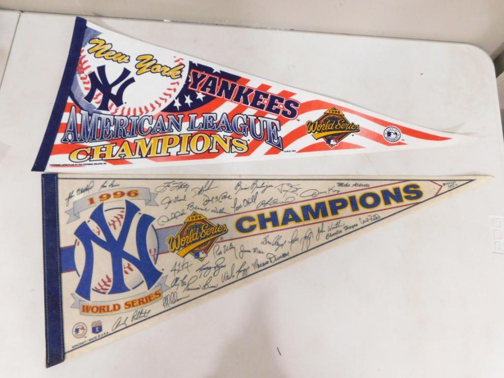 2 New York Yankees Pennants incl 1996 World Series Champions and 1996 American League Champions (1 of 3)