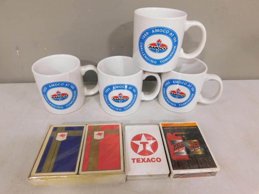 OIl Promotional Lot incl Amoco Mugs, Texaco Playing Cards, Mobil Pegasus Playing Cards, Exxon Playin: OIl Promotional Lot incl Amoco Mugs, Texaco Playing Cards, Mobil Pegasus Playing Cards, Exxon Playing Cards