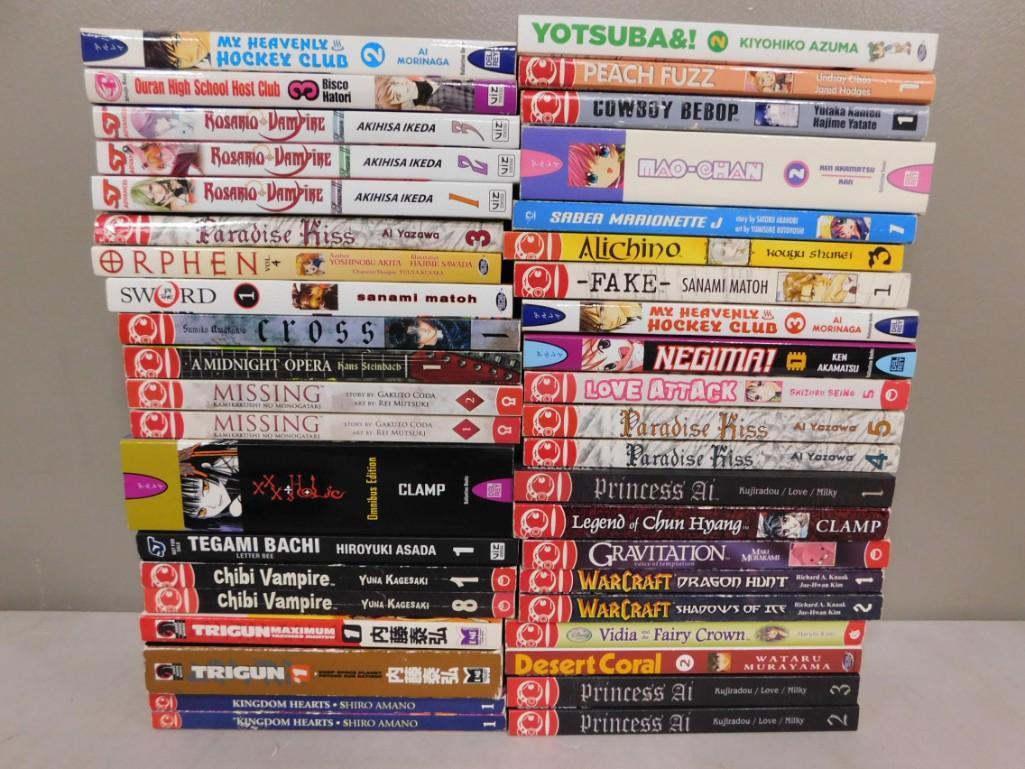 41 Manga Books incl Negima, Alichino, Mao-Chan, Cowboy Bebop, Peach Fuzz, Rosario Vampire, Orphen, (1 of 6)