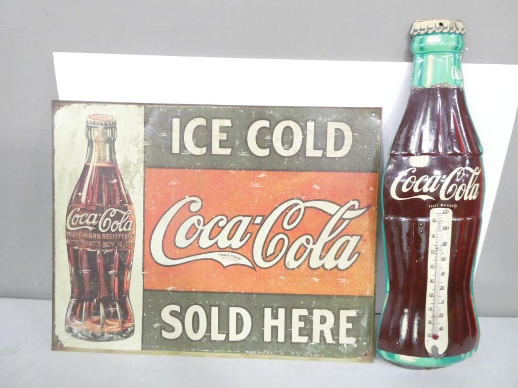 Coca Cola Metal Sign and Coca Cola Thermometer (1 of 4)