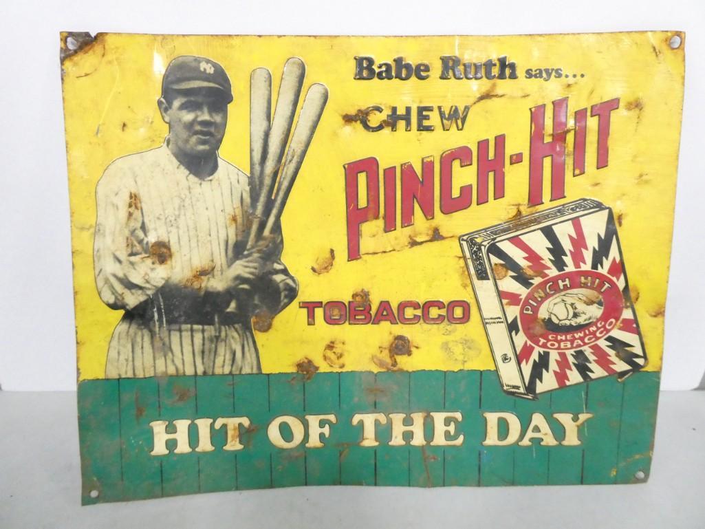 Babe Ruth Says Chew Pinch Hit Chewing Tobacco Sign