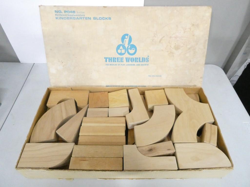 Three Worlds Kindergarten Blocks in Original Box Hardwood Supplementary Set (1 of 5)