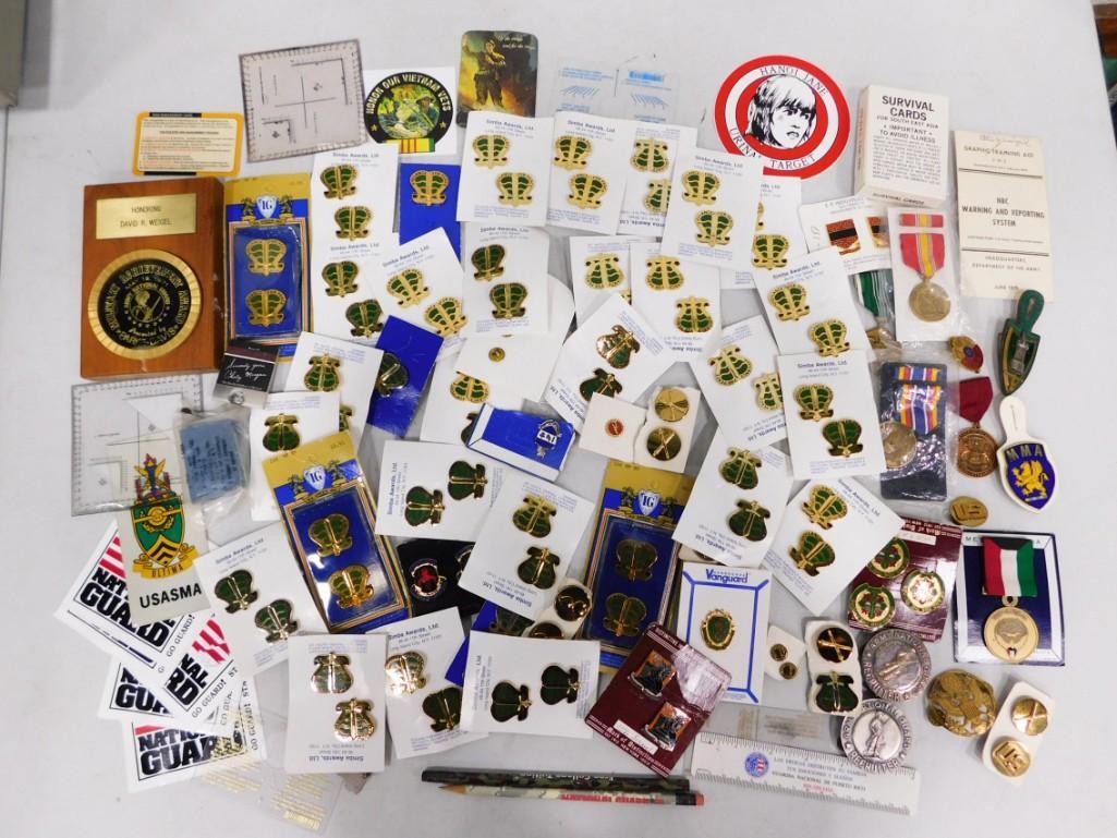 Smalls and Ephemera incl Military Pins, Vigilance for Peace Pins, etc: Smalls and Ephemera incl Military Pins, Vigilance for Peace Pins, etc