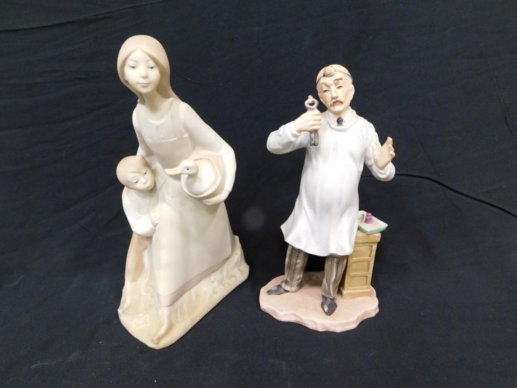 2 Figurines incl Pucci Arnart Dentist or  Doctor and Unmarked Girl with Goose Both with Matte Finish (1 of 9)