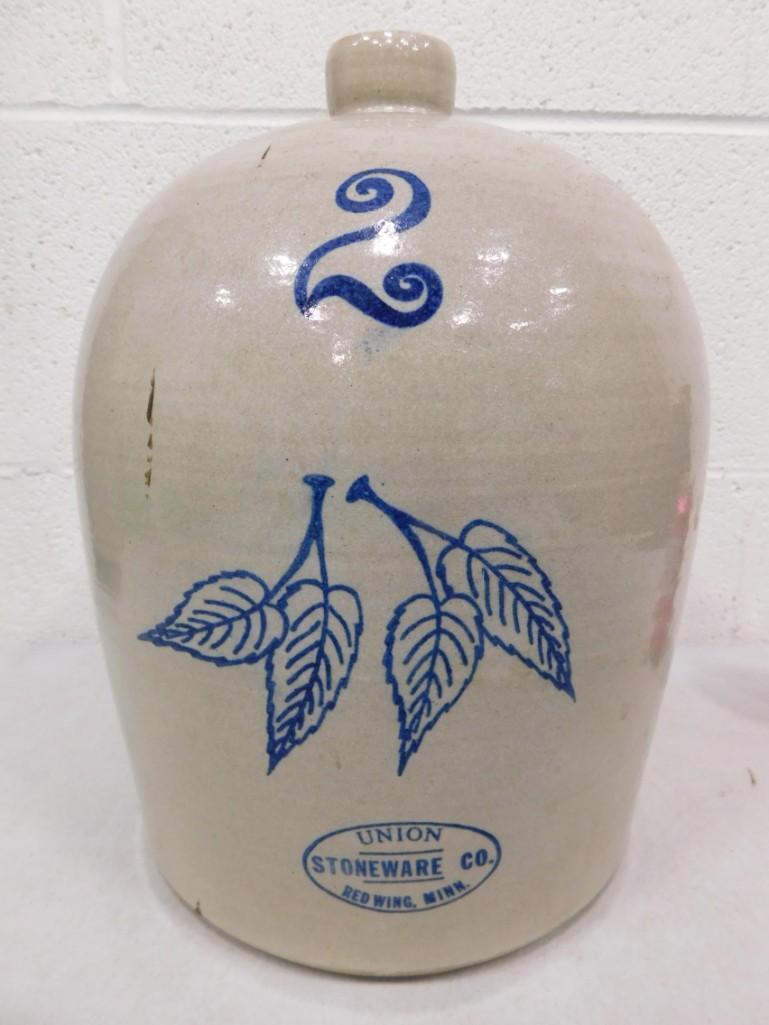 Union Stoneware Co 2 Gal Jug Red Wing, Minn Birch Leaf (1 of 6)