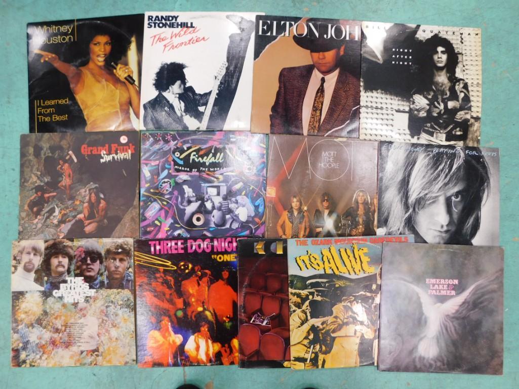 Vinyl LP Records incl Elton John, Whitney Houston, Three Dog Night, Grand Funk, The Byrds, Mott the (1 of 3)