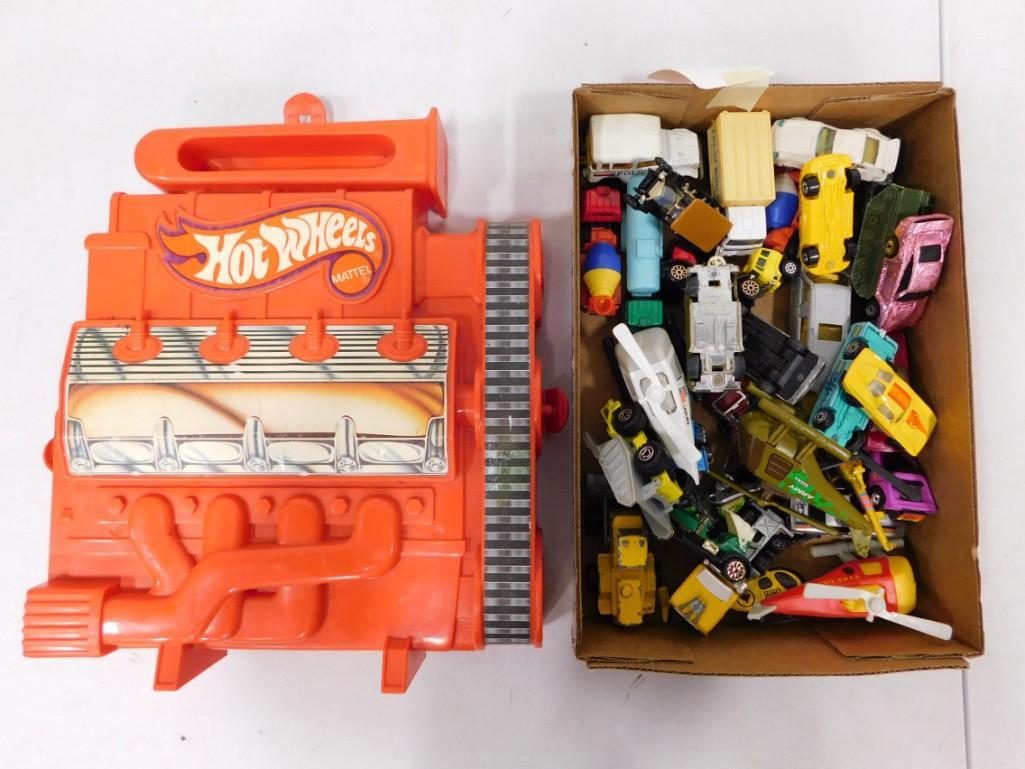 Toy Cars and Vehicles incl Hot Wheels, etc.  Includes a Hot Wheels Orange Case (1 of 8)