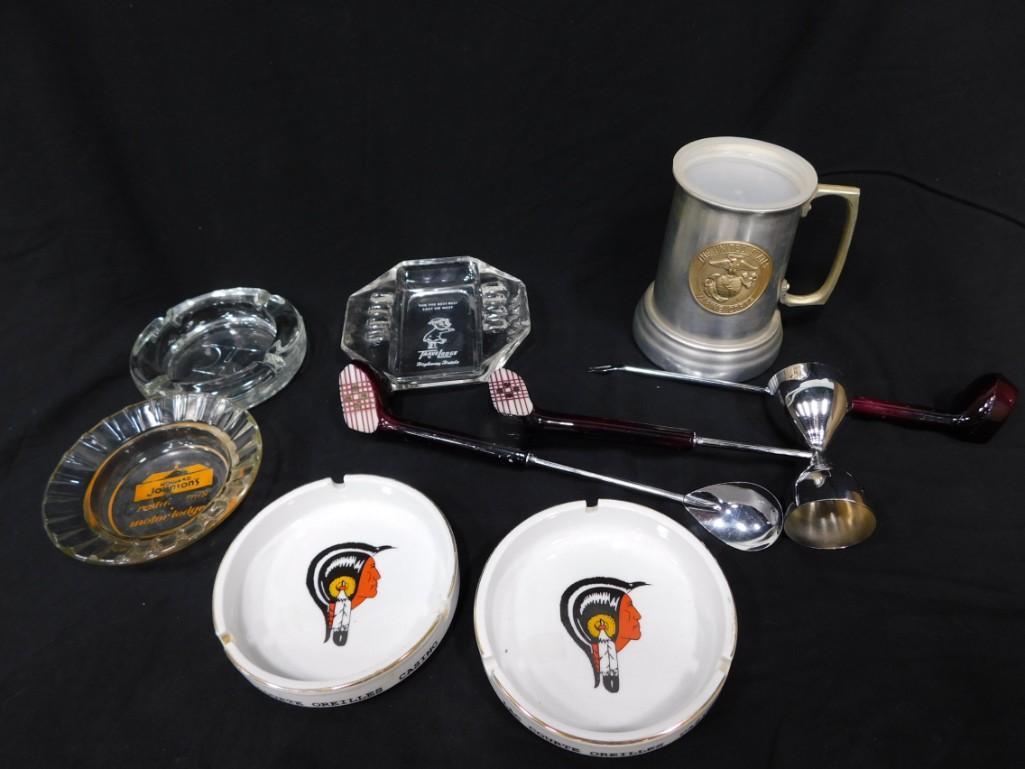 Collectibles incl Vintage Ashtrays, Golf Club Bar Items, Marine Corps Mug (1 of 5)