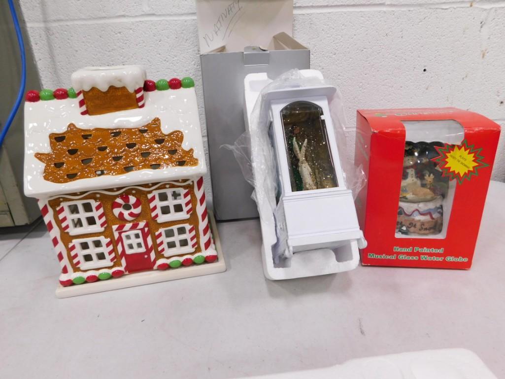 Christmas Lot incl Gingerbread House Candle Luminary, Snowman Snow Globe, (1 of 6)