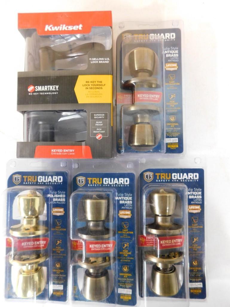 5 New Door Knob / Handle Sets incl Kwikset Smartkey and TruGuard Keyed Entry (1 of 3)