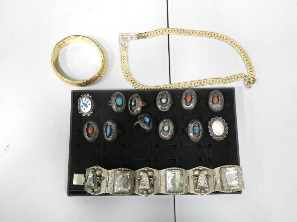 Jewelry Lot including Sterling, rings, bracelet, Hobe, etc. (1 of 6)