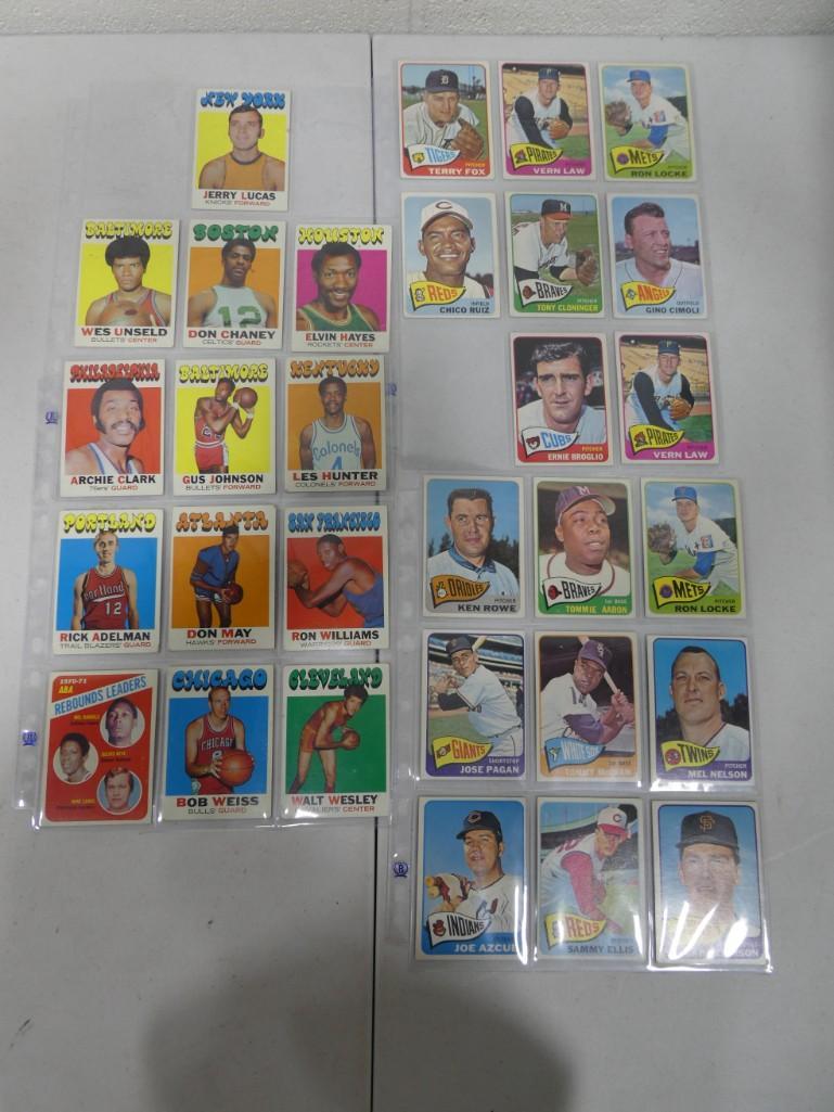Lot of 13 Topps Basketball Cards 1971, and 17 High number 1965 Topps Baseball Cards (1 of 4)