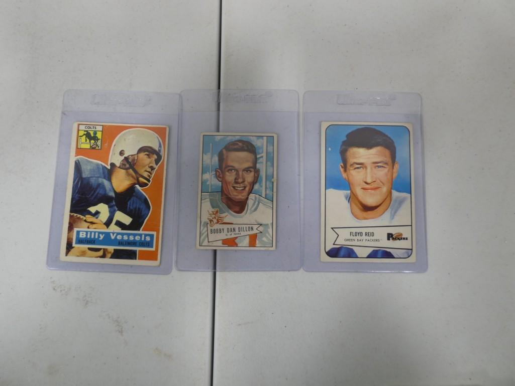Lot of 3 Old Football cards including 1956 Topps Billy Vessels Rookie (1 of 2)