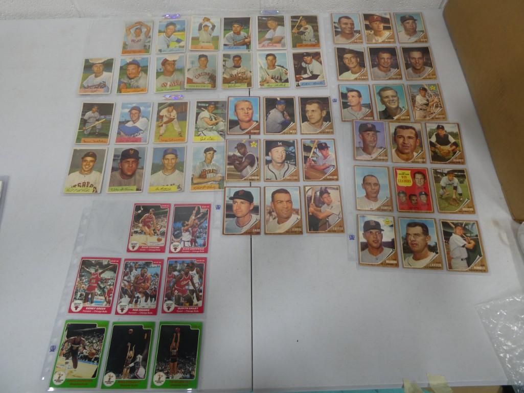Lot of old Baseball and Basketball Cards including 1954 Bowman: Lot of old Baseball and Basketball Cards including 1954 Bowman, 1962 Topps, etc.