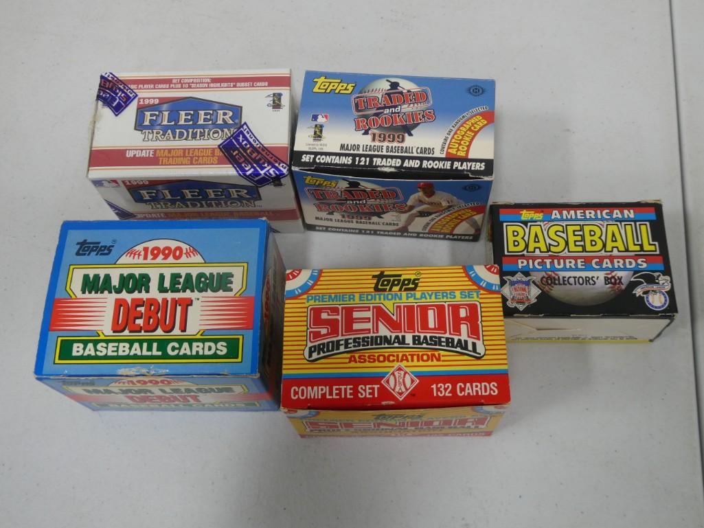 Lot of Topps and Fleer Baseball Card Sets including 1999, 1990, etc. (1 of 2)