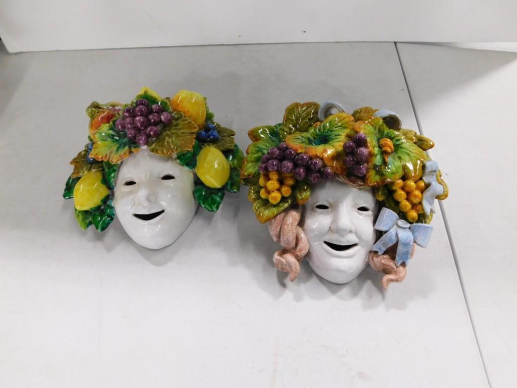 2 Ceramic Masks Wall Decorations (1 of 9)