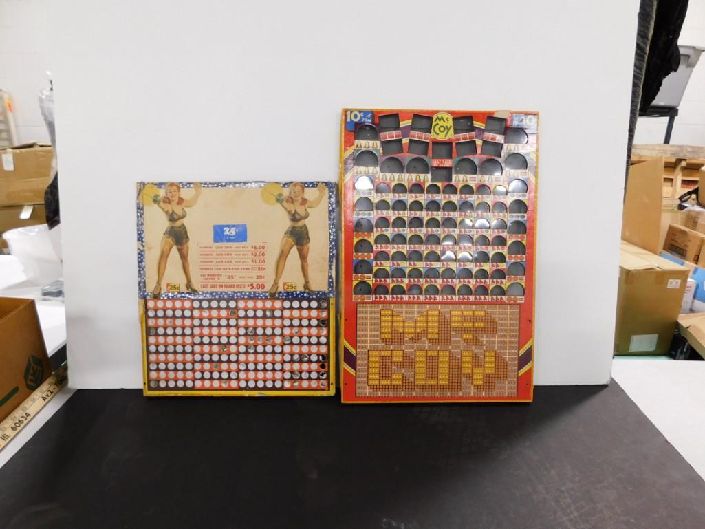 Pair of Vintage Punch Card Gambling Board Games including McCoy and Pin Up Girls (1 of 12)