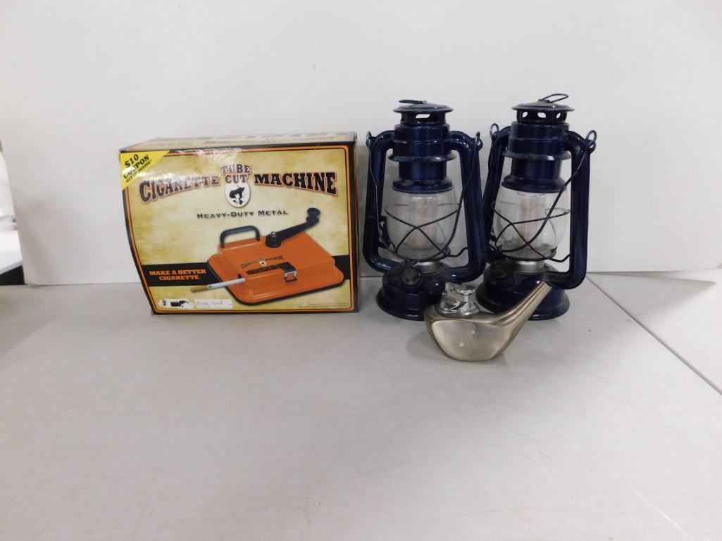 Golf Club Table Lighter, Tube Cigarette Cut Machine, 2 Kerosene Lanterns (1 of 6)