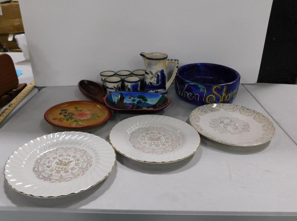 Collectibles incl Small Ceramic Pitcher and Tumblers, Calendar Plates, etc (1 of 17)