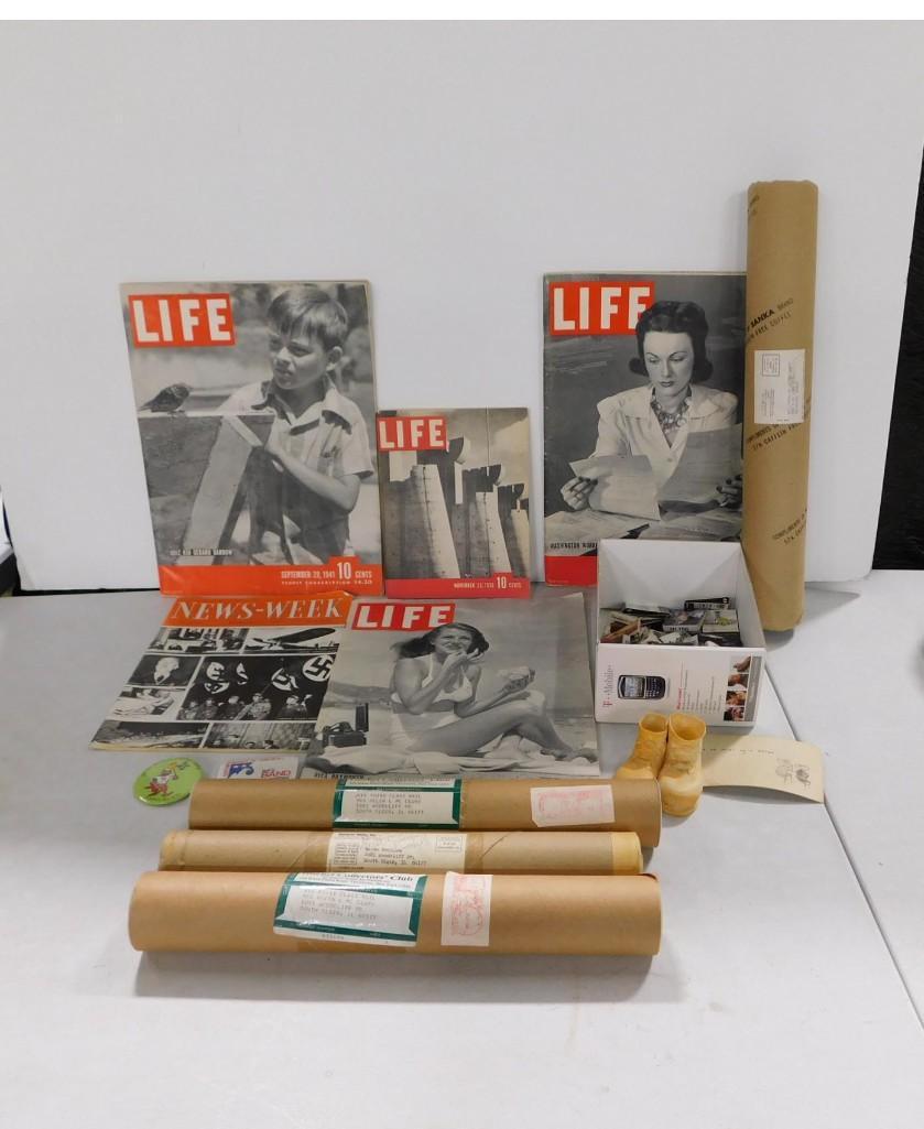 Collectibles incl Vtg Life Magazines, Matchbooks, Norman Rockwell Print, Map (1 of 17)