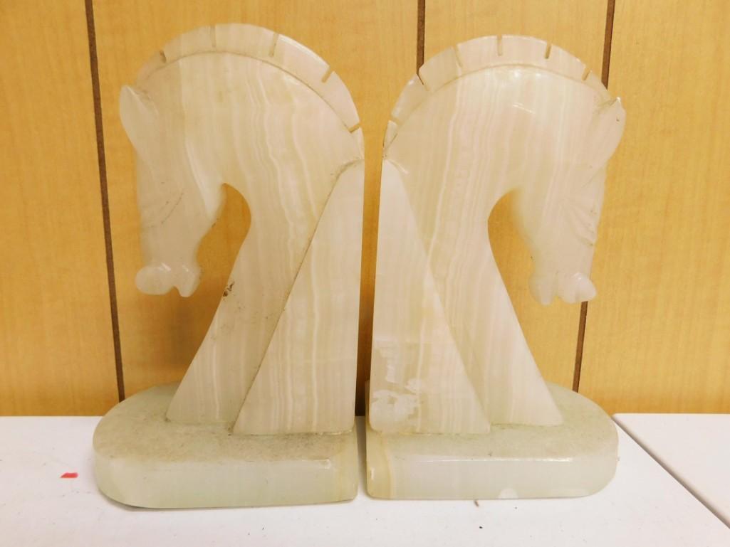 Stone Horse Heads or Knights Bookends (1 of 2)