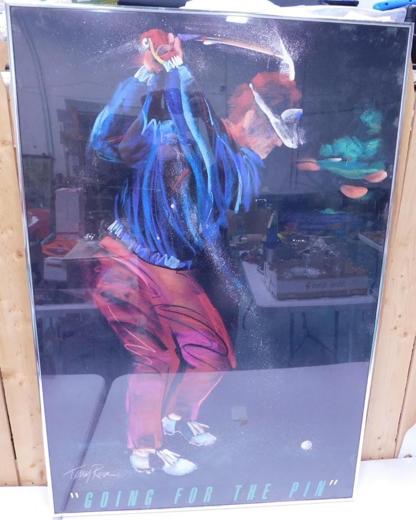 Terry Rose "Going for the Pin" Golfer Poster Framed: Terry Rose "Going for the Pin" Golfer Poster Nicely Framed. 36"x24"