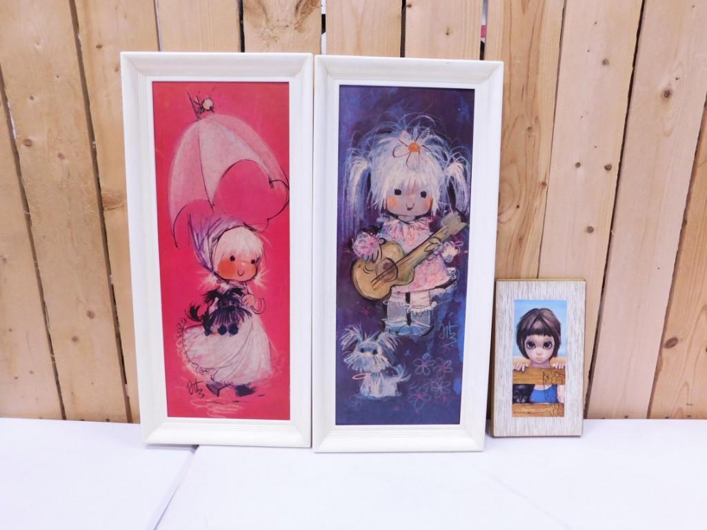 Margaret Keane 1962 "Watching" Big Eyes Print and 2 Other MCM Prints (1 of 7)