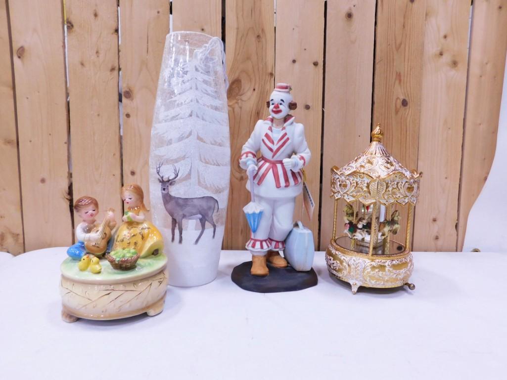 Collectibles incl Josef Originals Music Box "Little Green Apples, Carousel Music Box - Works, (1 of 13)