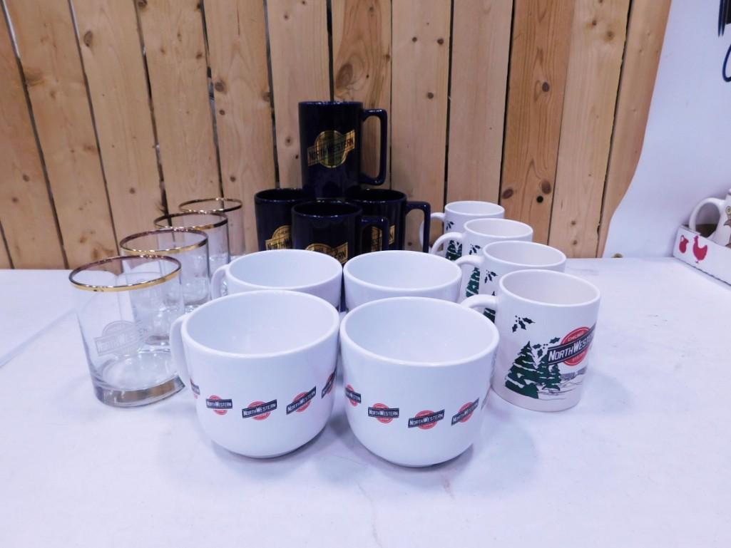 Chicago Northwestern Railroad Mugs and Bar Glasses: Chicago Northwestern Railroad Mugs and Bar Glasses