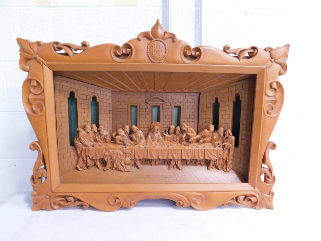 Large Carved Wood Last Supper Wall Hanging (1 of 8)