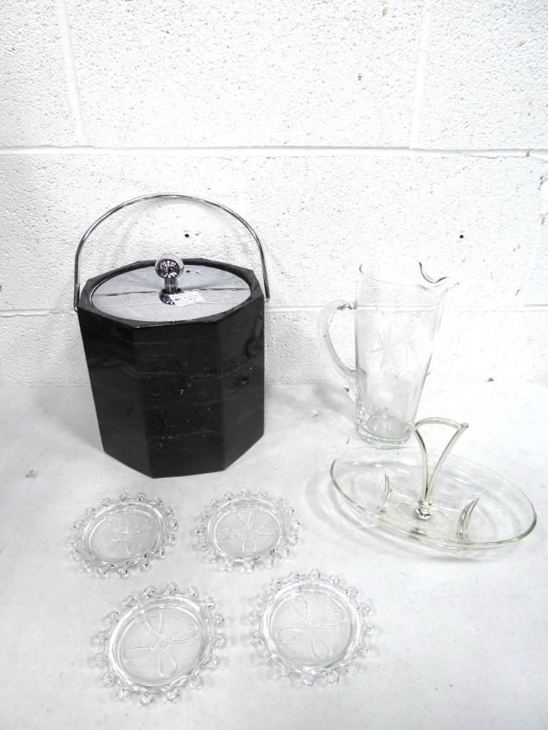 8 pc MCM Atomic Pitcher, Coasters, Nut Dish, Ice Bucket (1 of 5)