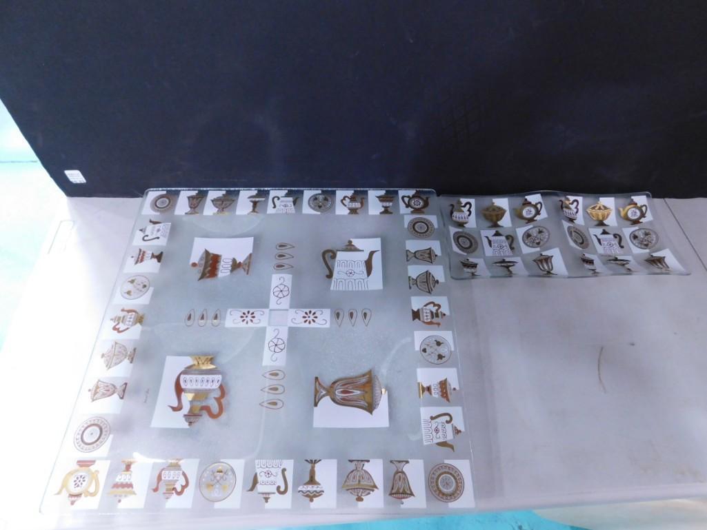 Pair of 1950's Inland Glass Decorative Plates / Trays / Divided Dish (1 of 6)