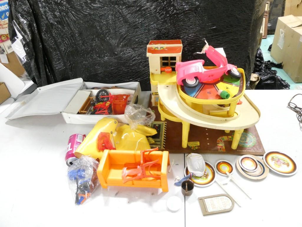 Toy Lot including Fisher-Price Parking Ramp, Barbie Fashion Doll Case, Pink Scooter, etc.: Toy Lot including Fisher-Price Parking Ramp, Barbie Fashion Doll Case, Pink Scooter, etc.