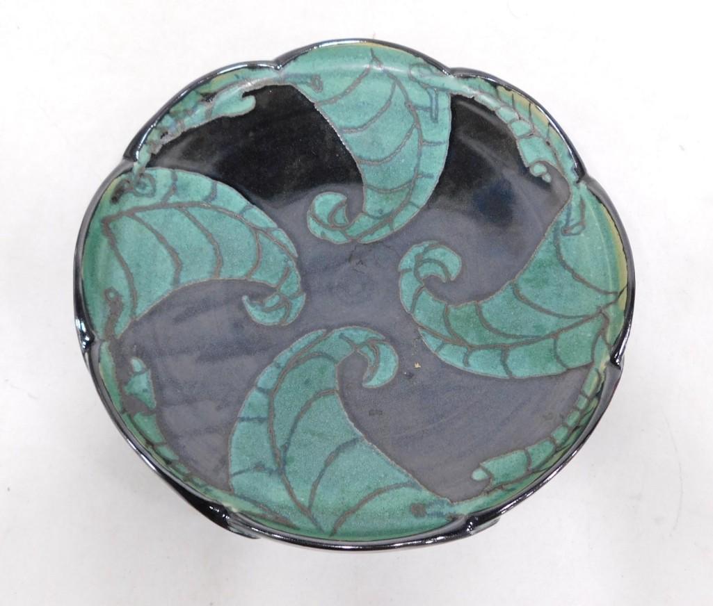 William Brouillard (American, b. 1947) Fern Ceramic Dish , Signed (1 of 3)