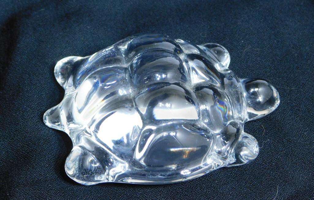 Daum France Crystal Tortoise or Turtle Paperweight Sculpture (1 of 4)