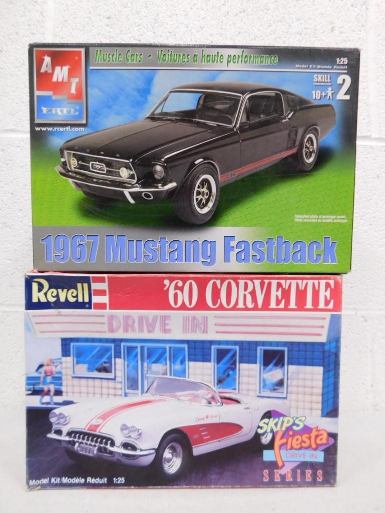 2 Model Car Kits incl AMT ERtl 1967 Mustang Fastback and Revell '60 ...