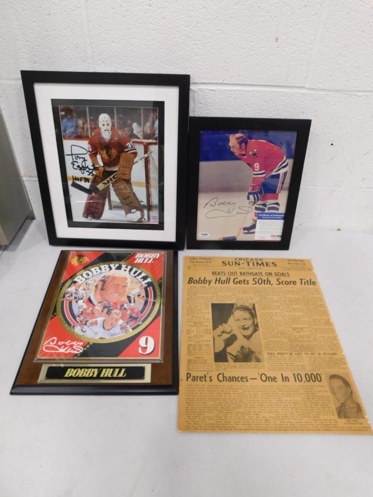 NHL Lot incl Signed Bobby Hull Picture with COA, Tony Esposito Signed Photo - w COA, Bubby Hull Pla (1 of 8)