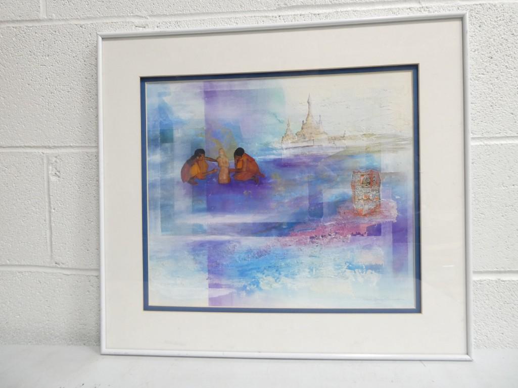 Framed mixed media Picture Pencil Signed Odra Carney Eberhardt (1 of 4)