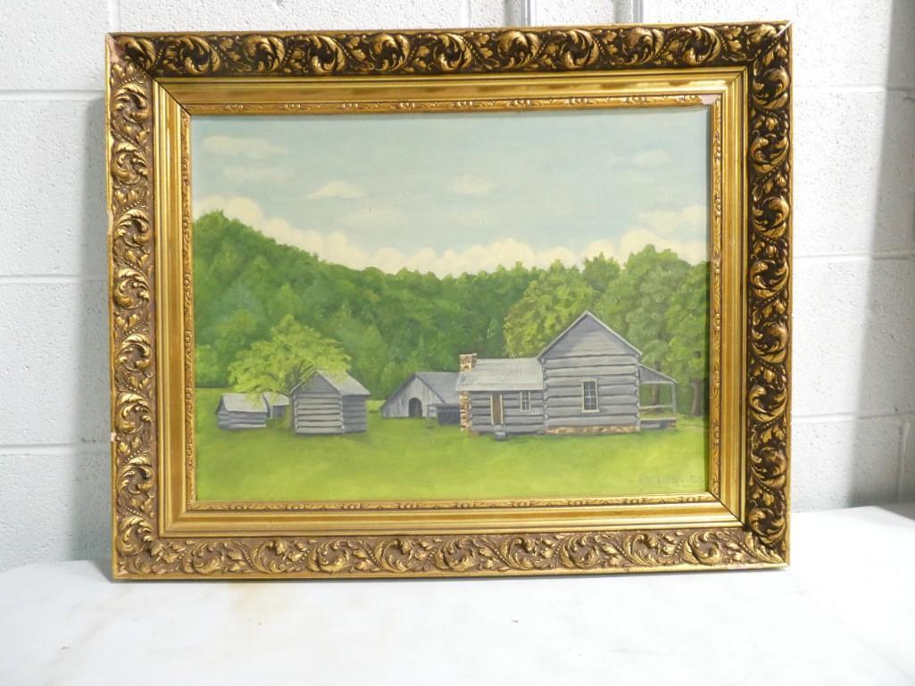 Framed Reba Giles Signed Painting - Farm House / Cabins (1 of 4)
