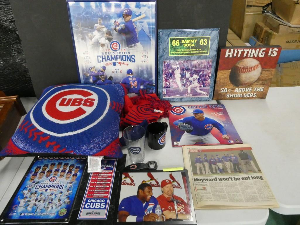 Chicago Cubs lot including Sammy Sosa, Pillow, Ephemera, 2016 stuff, etc. (1 of 6)