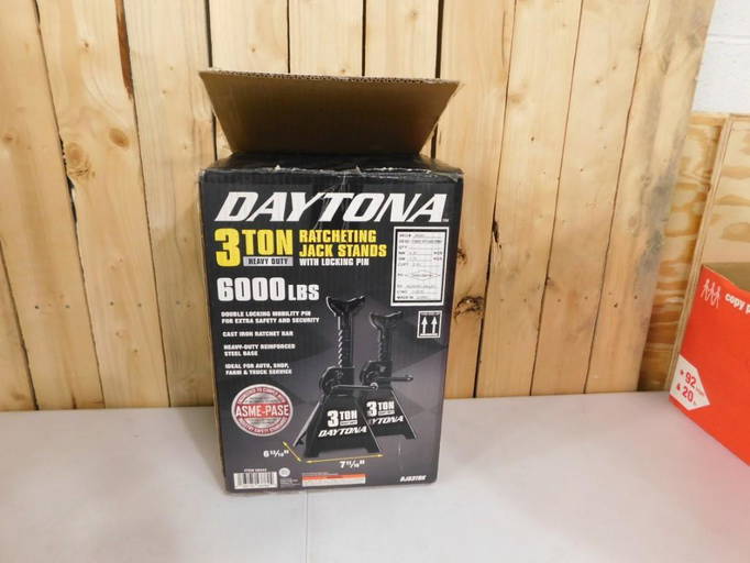 Daytona 3 Ton Ratcheting Jack Stands with Locking Pin Heavy Duty (0330