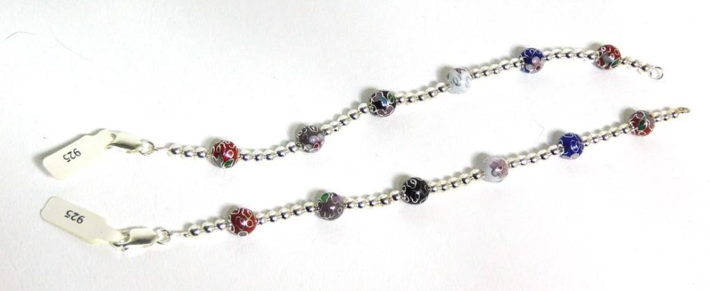 2 Sterling Silver and Cloisonne Beaded Bracelets (1 of 4)