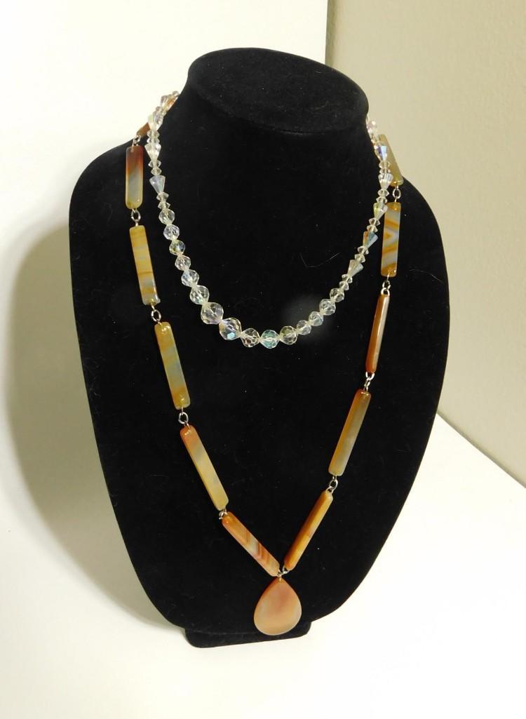 Semi Precious Stone Agate Necklace and Aurora Borealis Necklace (1 of 3)
